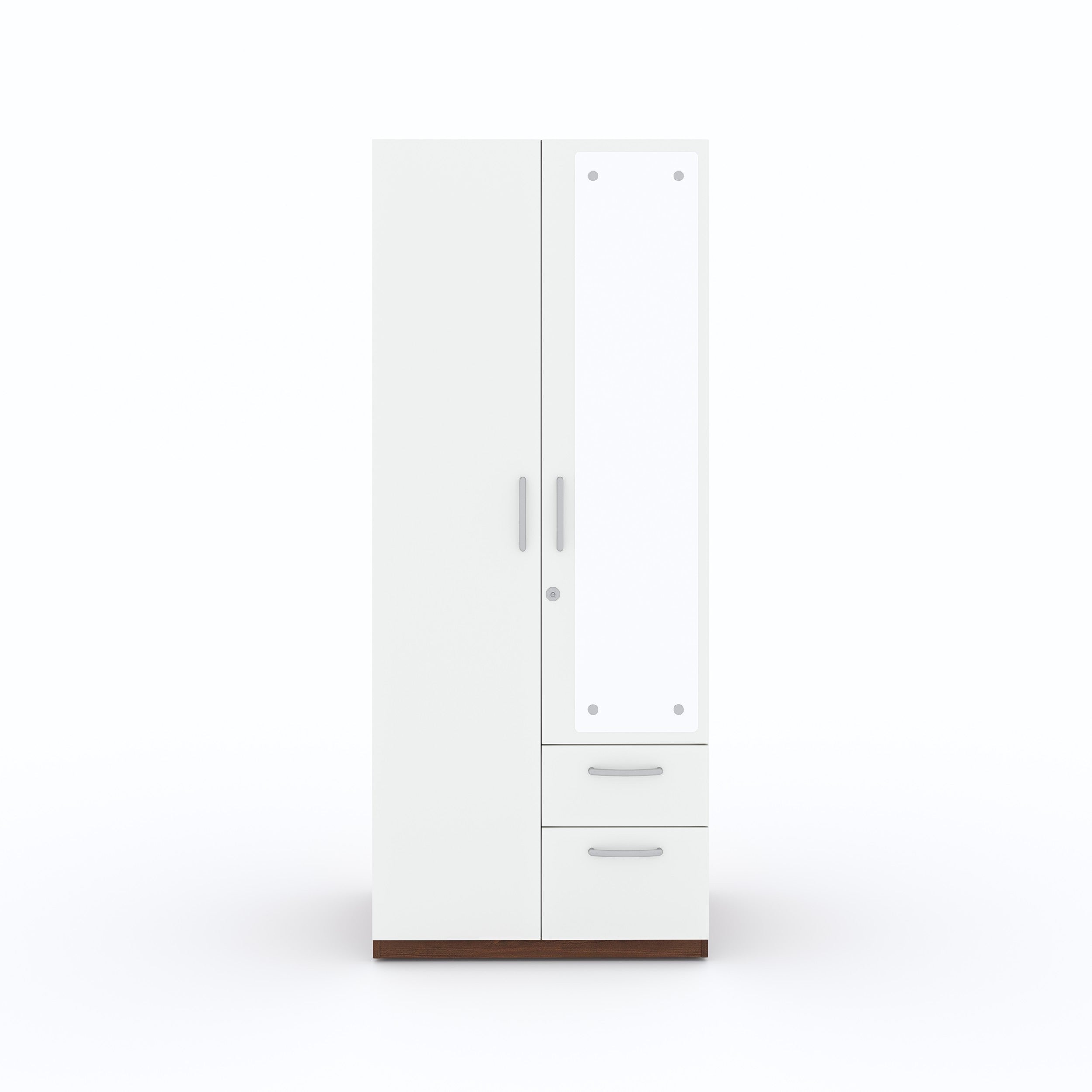 Markon 2 Door Wardrobe with Mirror – White & Walnut Finish